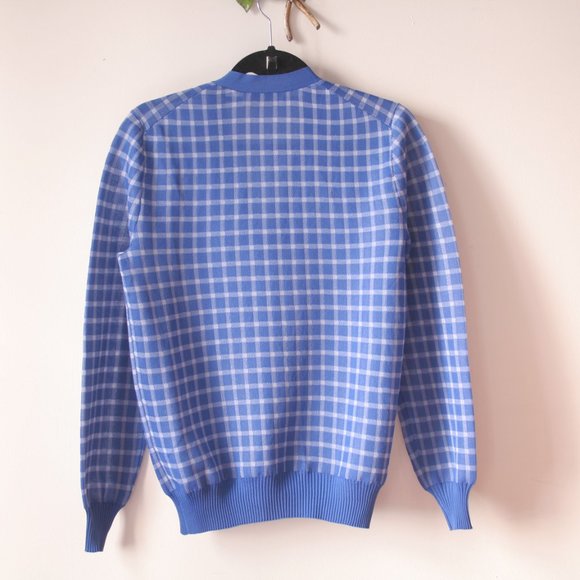 Tory Burch Women's Sheer Picnic Plaid Boyfriend Button Up Plunge Neck Cardigan S - Picture 2 of 8